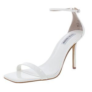 New Steve Madden Shaye Vegan Leather Ankle Strap Stiletto Heel Sandals in White